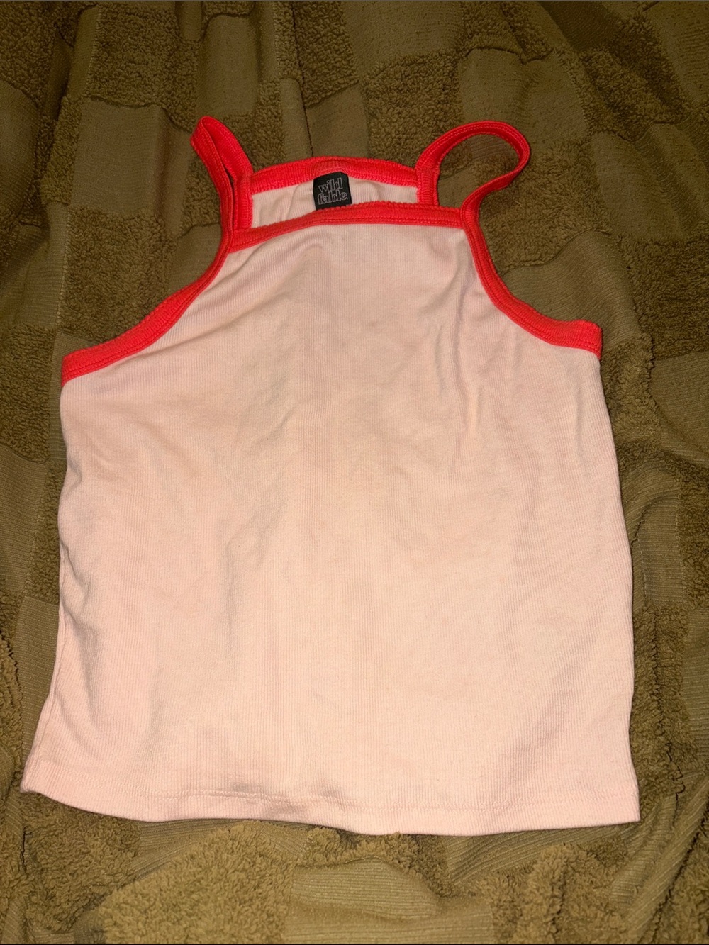 wild fable Light Pink Tank with Bright Coral Trim